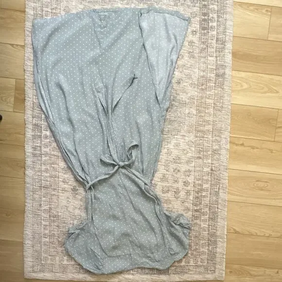 Sage Green Polka Dot Midi Dress Puff Sleeve Romantic Cottagecore Coquet - 6 - Picture 6 of 8